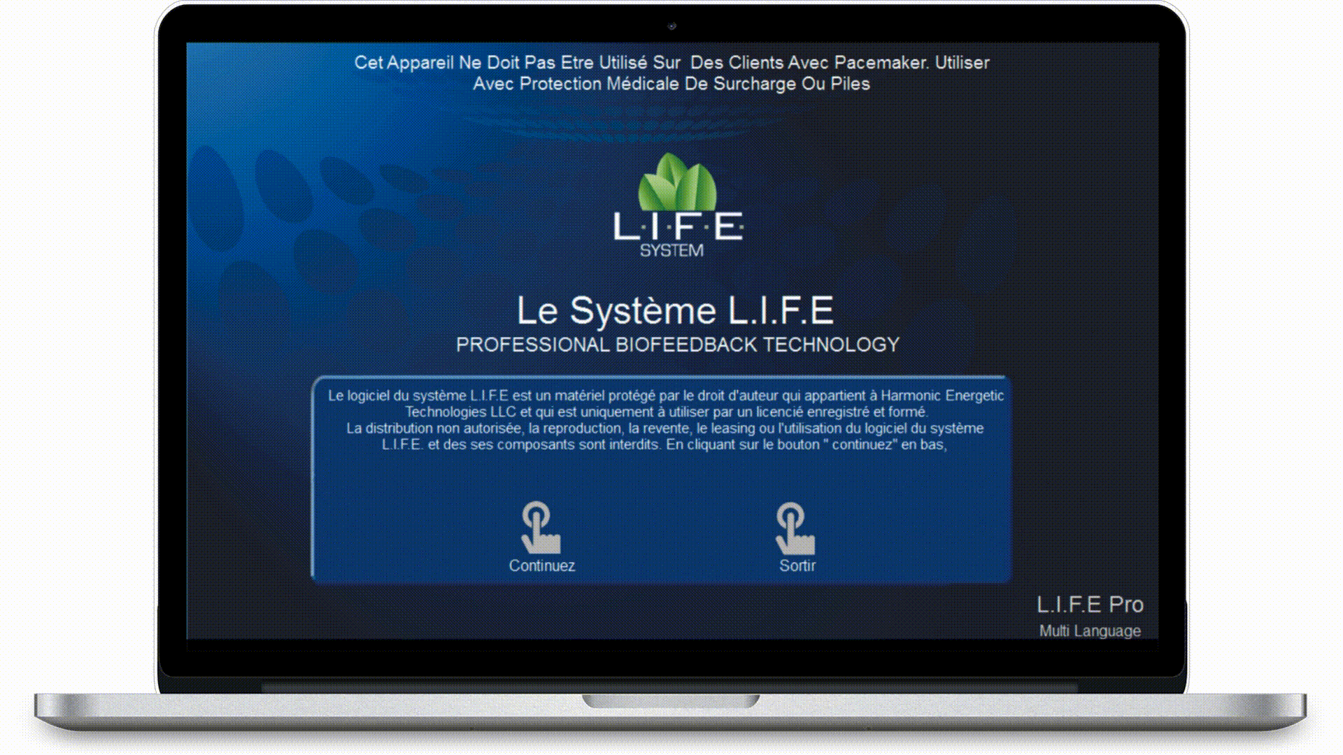 L.I.F.E System en action — interface d'analyse de biorésonance